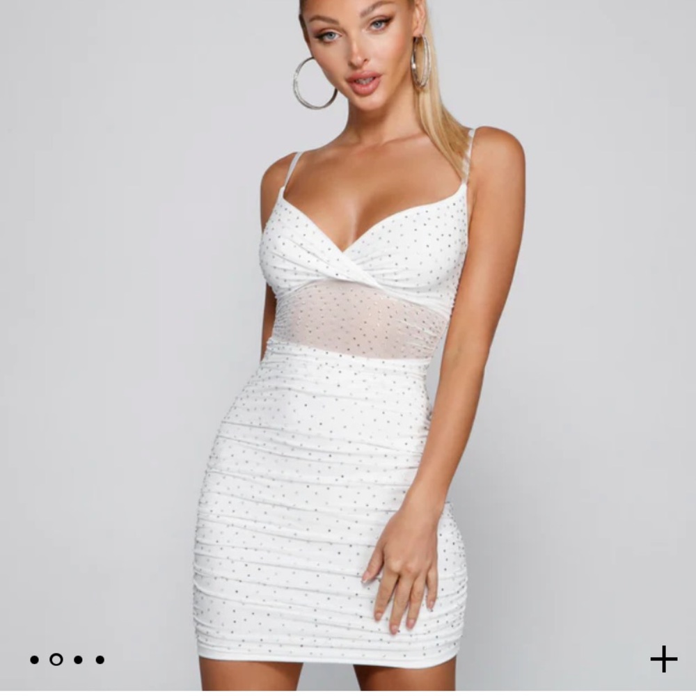 White Rhinestone Bodycon Windsor Dress